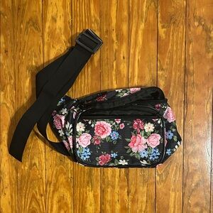Floral Black Fanny pack
